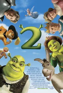 Poster dan ilustrasi karakter film animasi populer Shrek 2