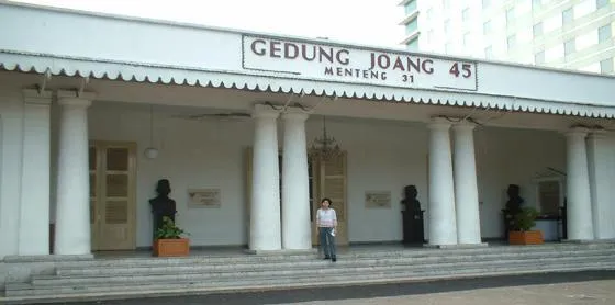 Tampak depan Gedung Joang 45 di Jalan Menteng Raya Jakarta Pusat