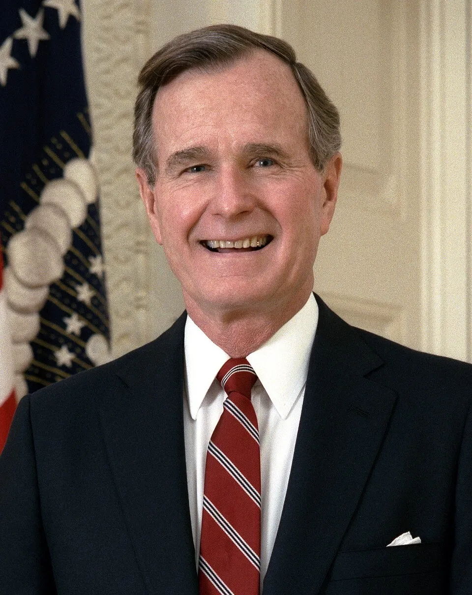 Potret resmi Presiden George HW Bush selama menjabat di Gedung Putih