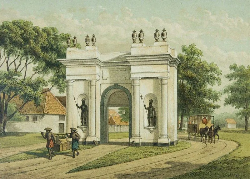 Ilustrasi kawasan bersejarah Gerbang Amsterdam di Kota Tua Jakarta