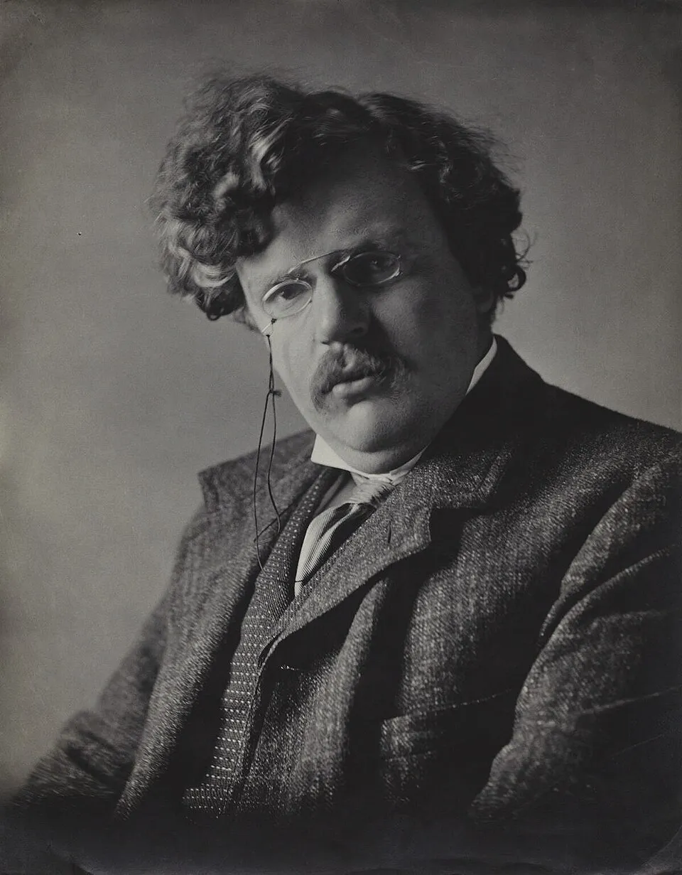 Ilustrasi profil Gilbert Keith Chesterton sastrawan Inggris pencipta Father Brown