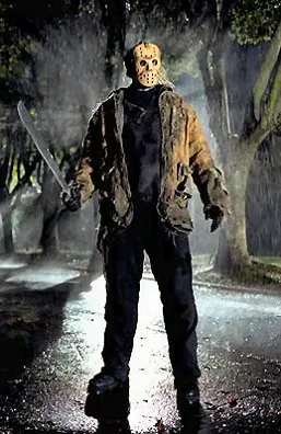 Ilustrasi profil karakter fiksi Jason Voorhees dari waralaba Friday the 13th
