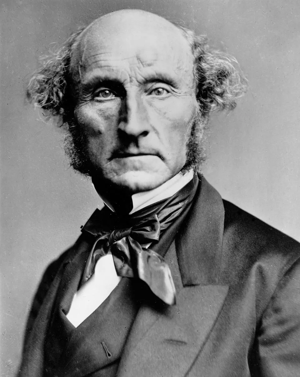 Ilustrasi profil John Stuart Mill filsuf Inggris pelopor kebebasan individu