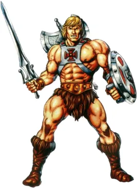 Ilustrasi karakter He-Man pahlawan super dari Masters of the Universe