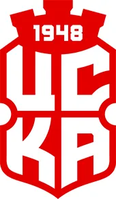 Lambang resmi klub FC CSKA 1948 Sofia dengan warna kebanggaan merah dan putih