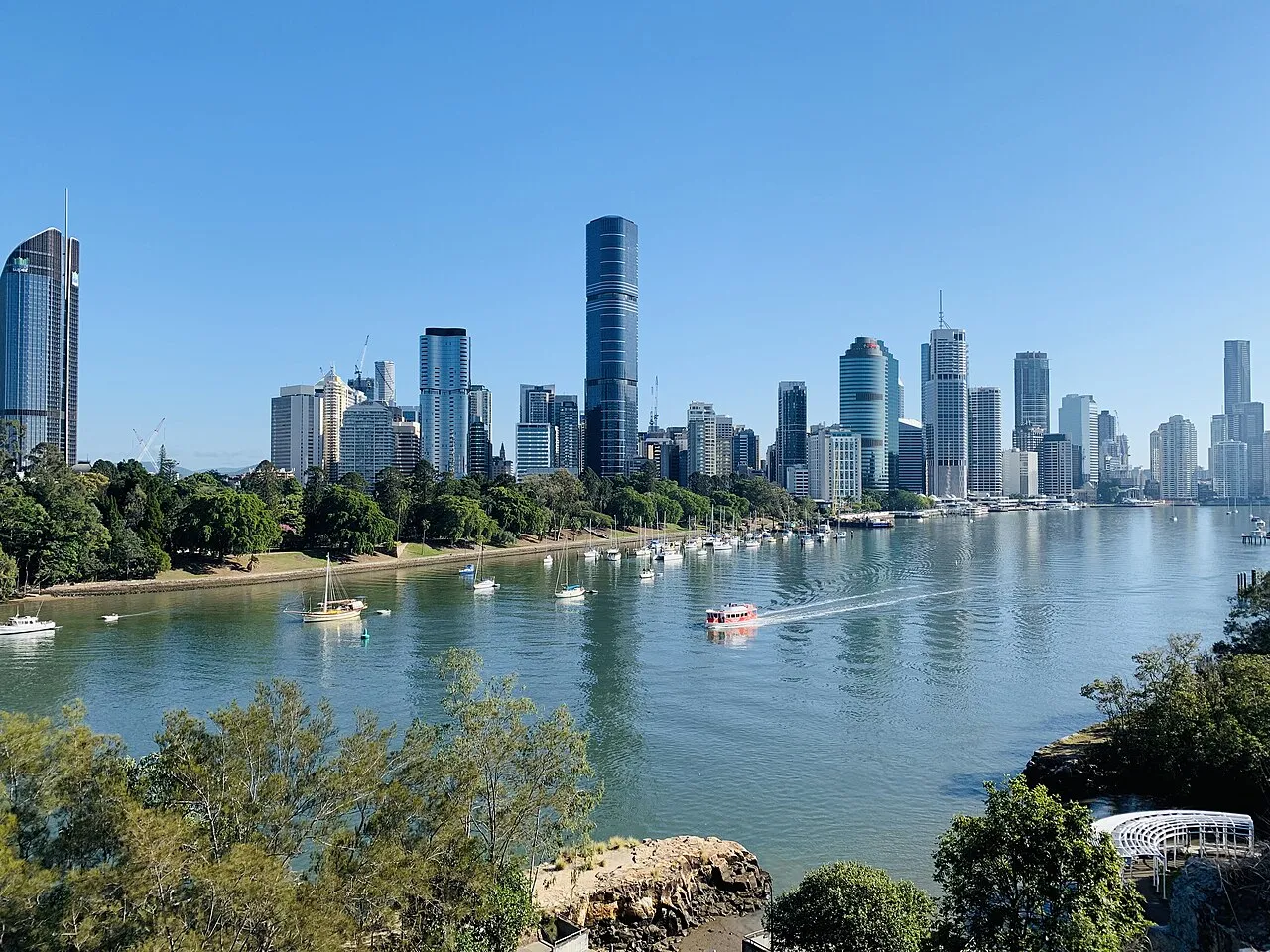Pemandangan lanskap perkotaan Brisbane di negara bagian Queensland Australia