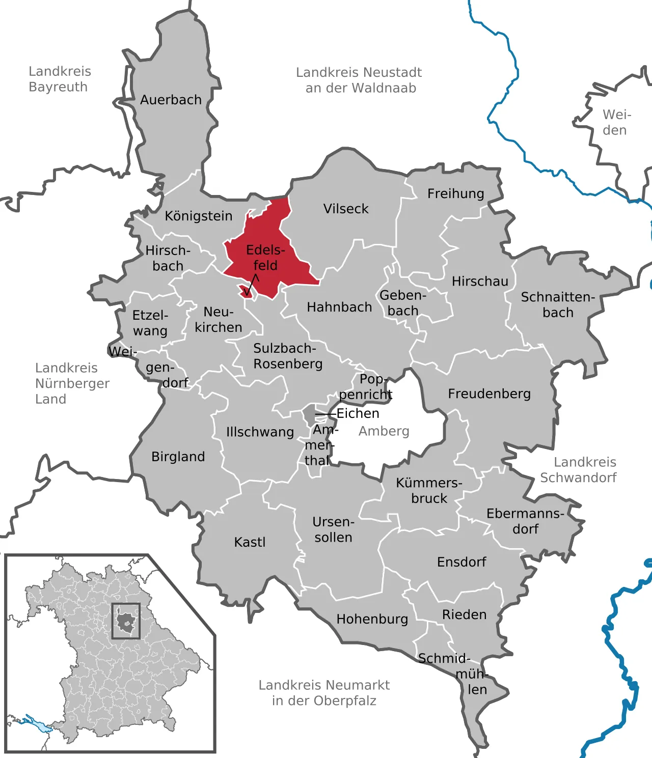 Edelsfeld adalah kota yang terletak di distrik Amberg-Sulzbach, Bayern, Jerman dengan karakteristik wilayah pegunungan dan pedesaan
