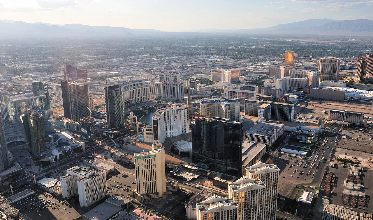 Pemandangan kawasan perkotaan Las Vegas Valley di Nevada