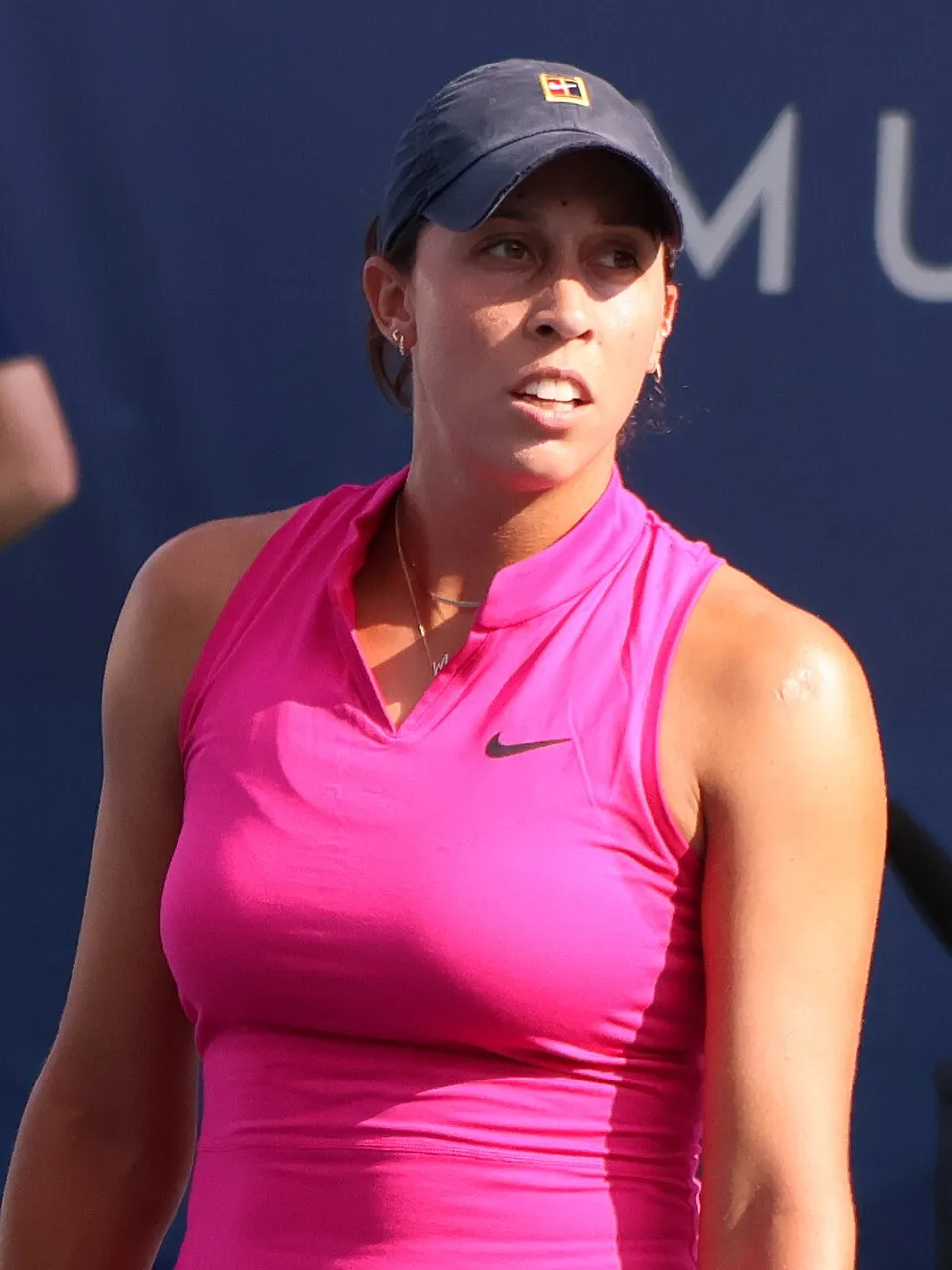 Petenis profesional Amerika Serikat Madison Keys saat bertanding di lapangan