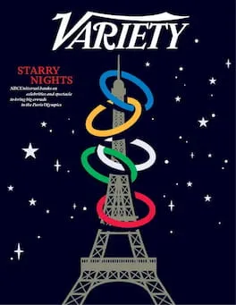 Gedung perkantoran dan logo majalah hiburan Variety
