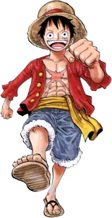 Karakter Monkey D. Luffy dengan topi jerami khasnya di anime One Piece