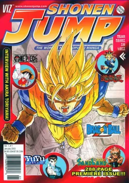 Cover majalah Shonen Jump edisi perdana dengan karakter Naruto