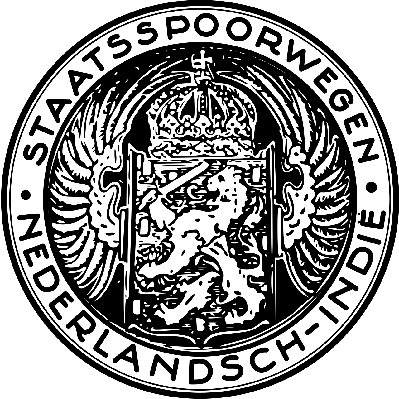 Ilustrasi lokomotif dan jalur kereta api era kolonial Staatsspoorwegen di Hindia Belanda