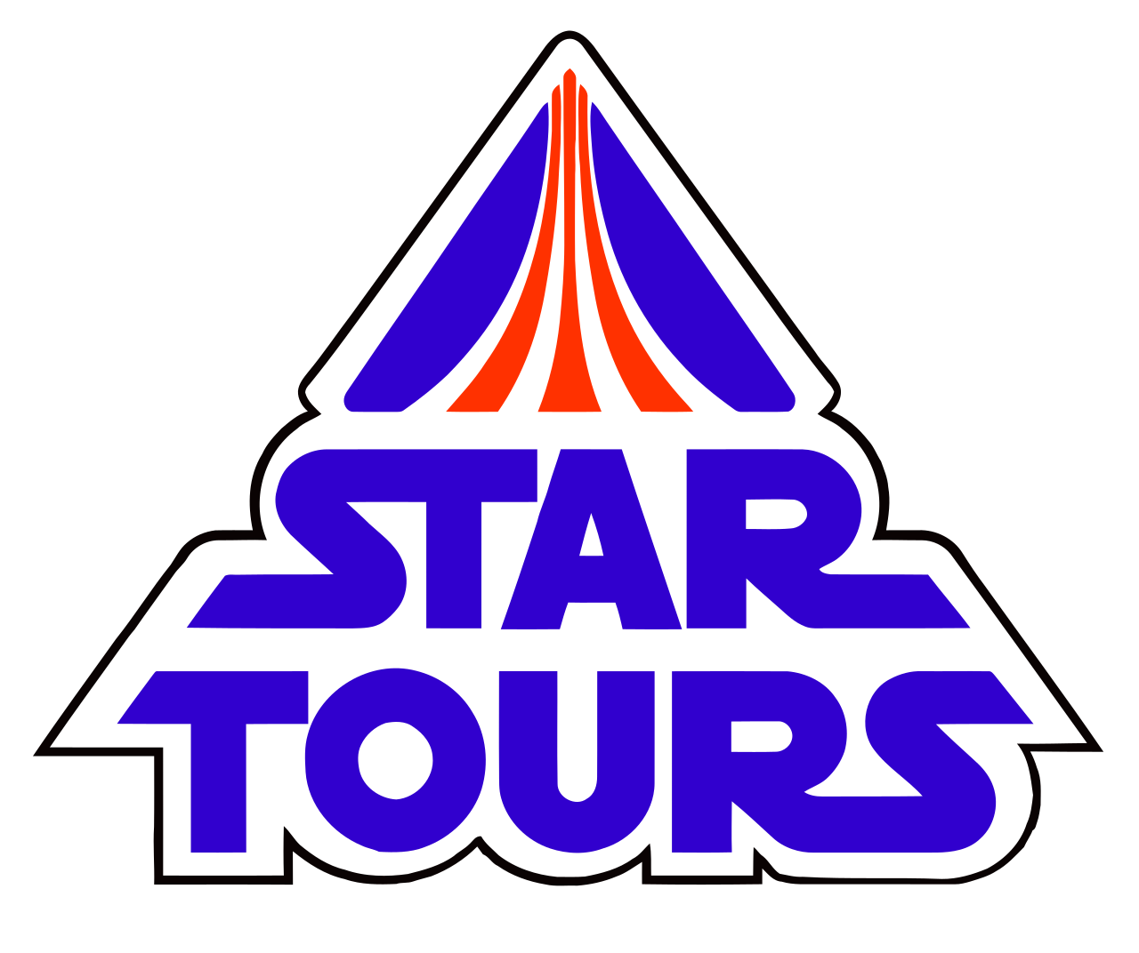 Poster promosi wahana simulator gerak Star Tours di taman hiburan Disney