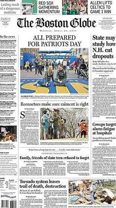 Gedung kantor pusat dan logo The Boston Globe di Amerika Serikat