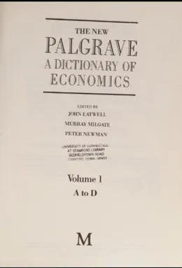 Ilustrasi buku ensiklopedia ekonomi The New Palgrave Dictionary of Economics