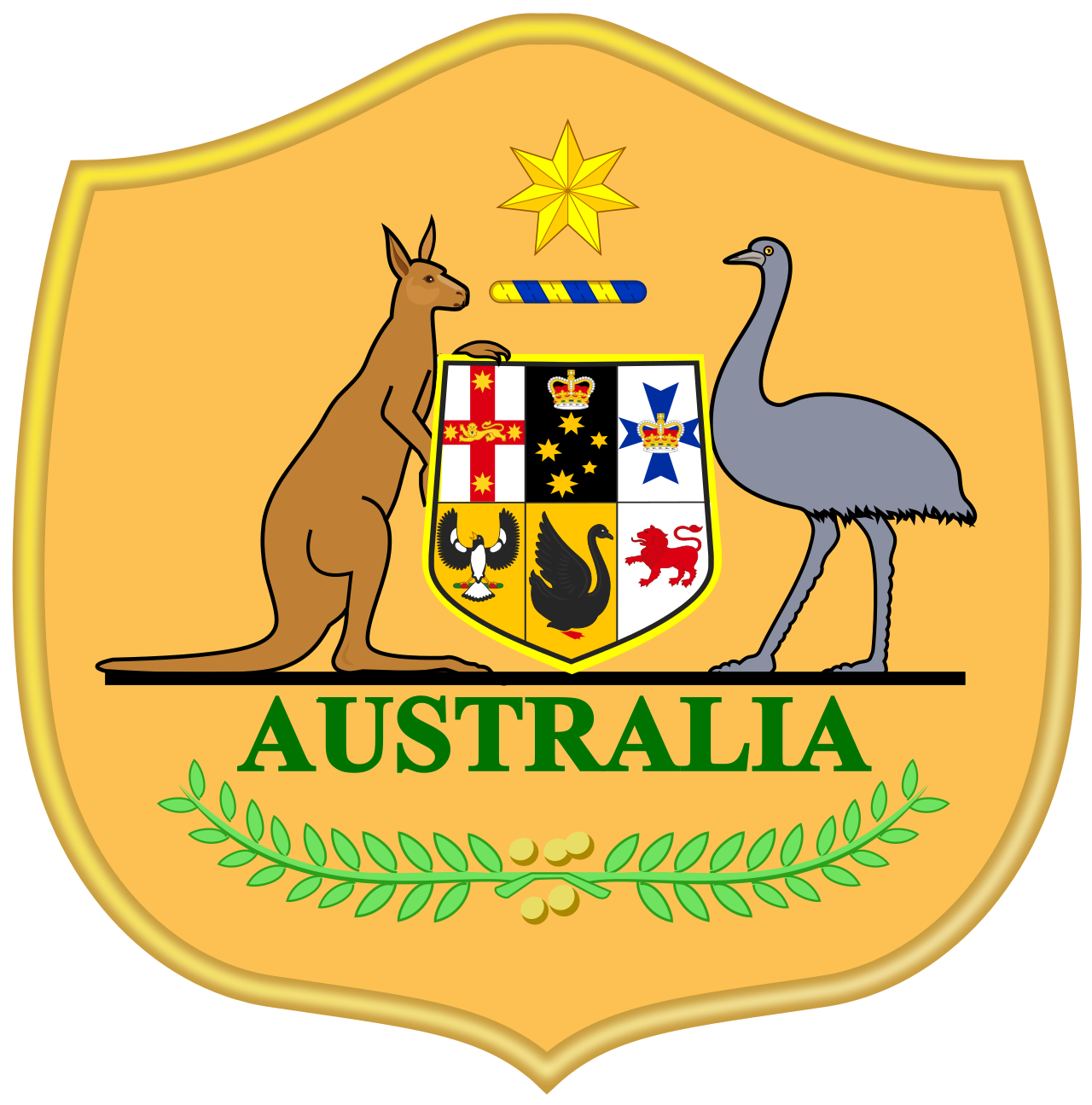 Lambang resmi tim nasional sepak bola Australia yang mewakili negara di kancah internasional
