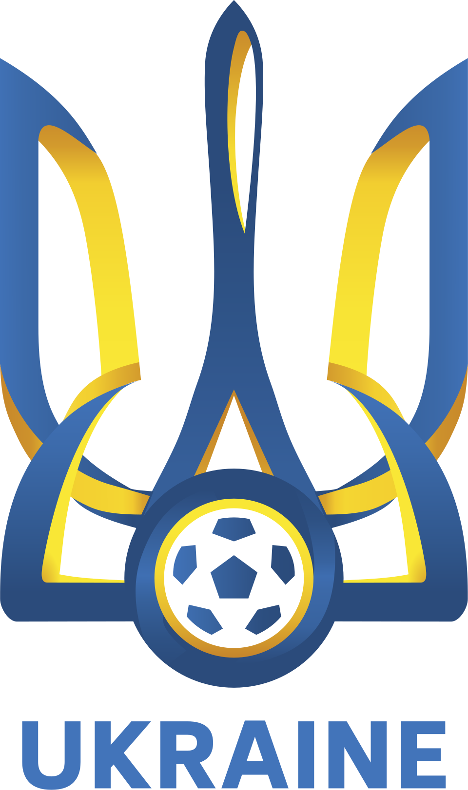 Logo dan lambang asosiasi sepak bola Ukraina sebagai representasi tim nasional