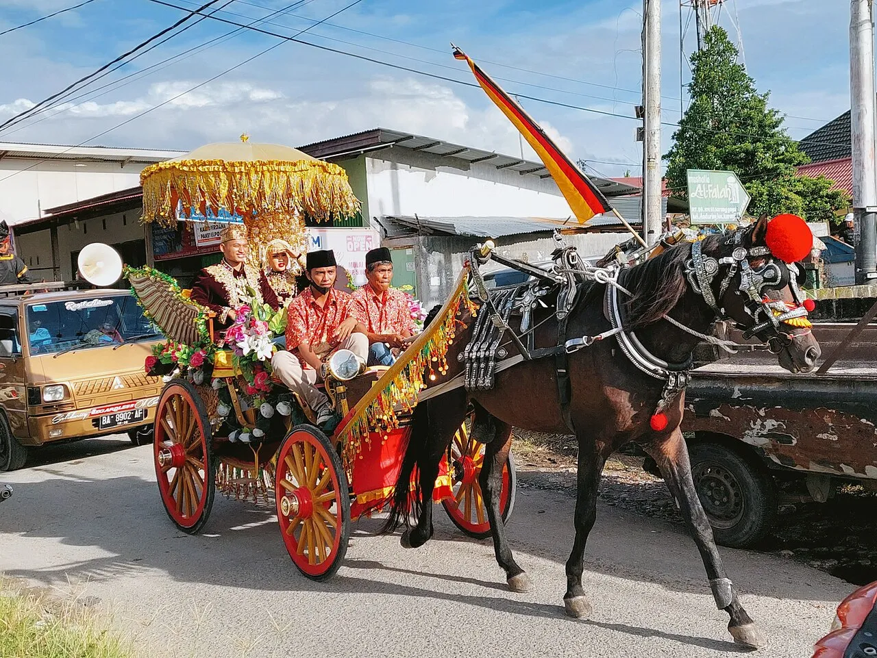 Delman sebagai alat transportasi tradisional yang ditarik oleh kuda di kawasan wisata