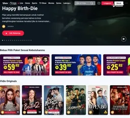Tampilan antarmuka aplikasi layanan streaming Vidio di perangkat seluler