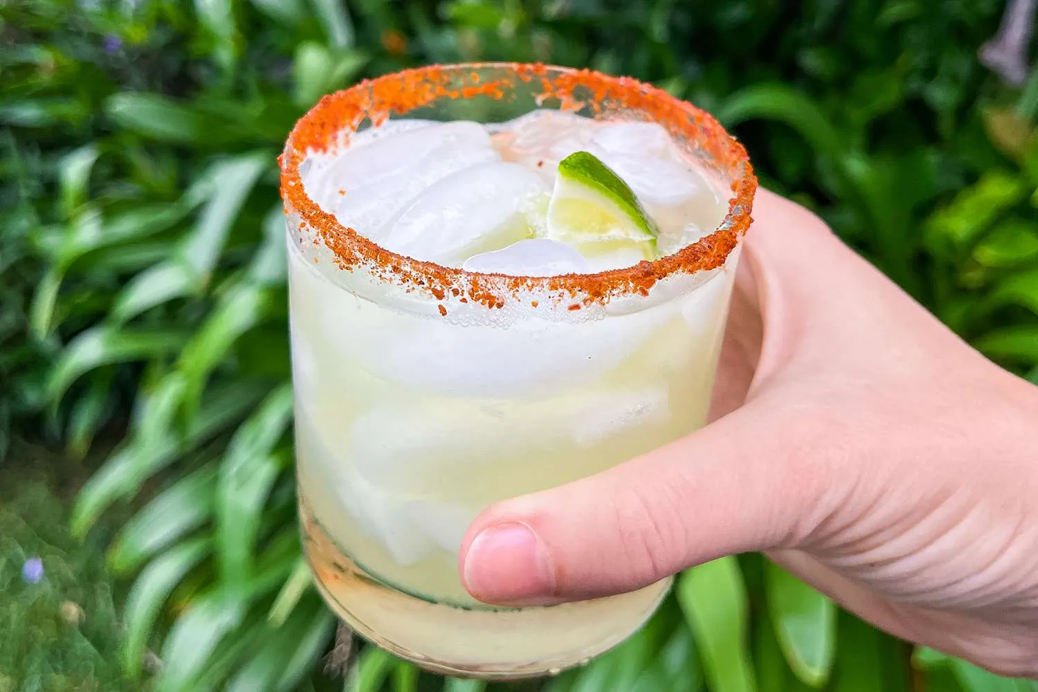 Resep margarita 3 bahan Trader Joe's segar dengan pinggiran gelas berbumbu