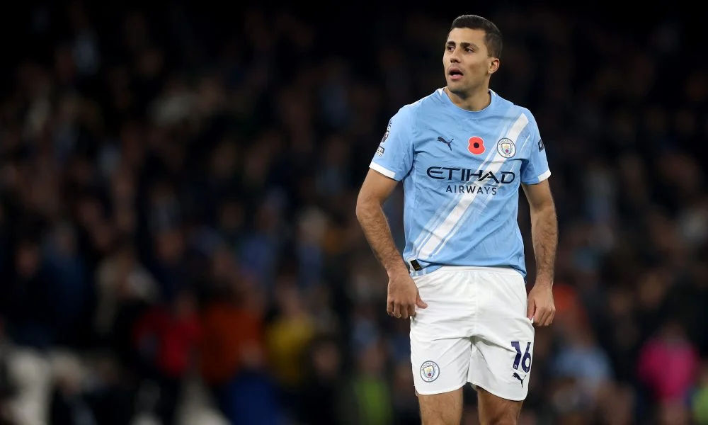 Gelandang Manchester City Rodri saat berlaga di lapangan hijau
