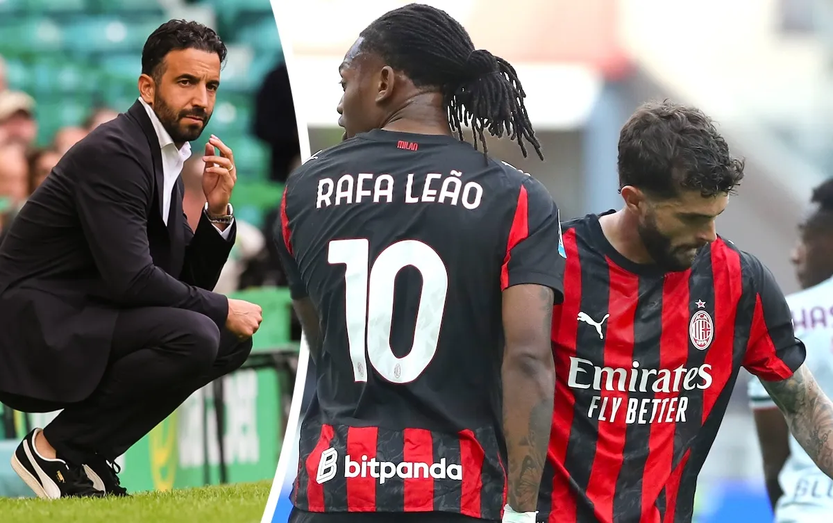 Pelatih AC Milan Ruben Amorim memimpin sesi latihan di Milanello