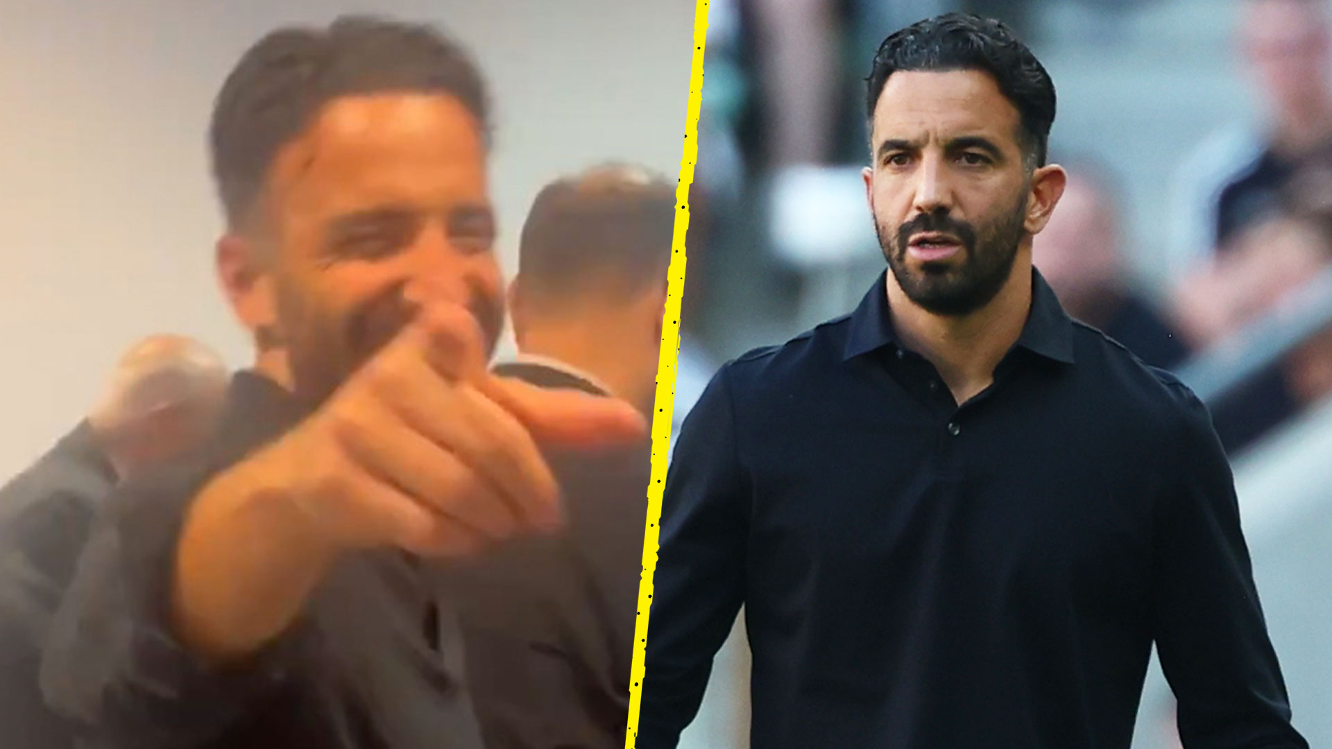 Ruben Amorim tersenyum usai laga pramusim antara AC Milan dan Manchester United