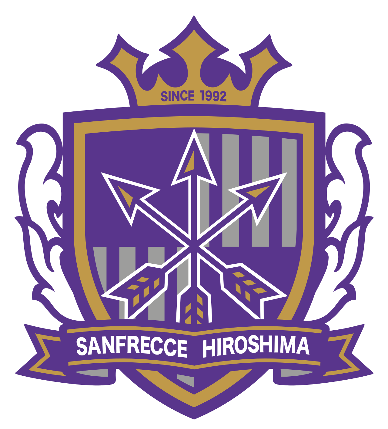 Logo klub Sanfrecce Hiroshima dengan identitas warna ungu yang khas