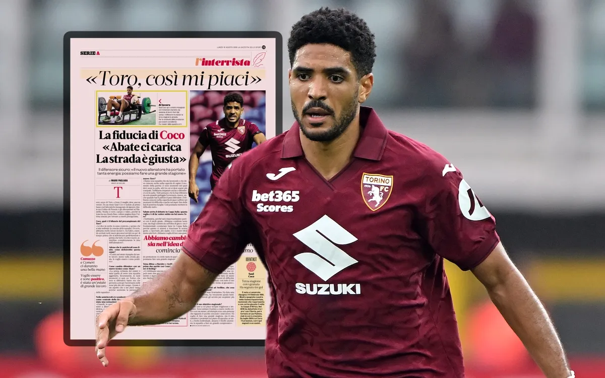 Bek Torino Saul Coco saat sesi latihan jelang laga Serie A melawan AC Milan