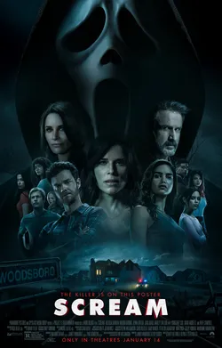 Poster dan cuplikan film Scream 2022 menampilkan teror Ghostface di Woodsboro