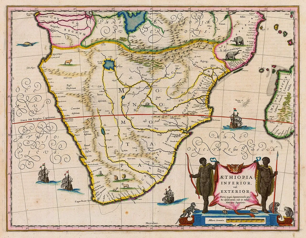 Ilustrasi sejarah dan peta wilayah Afrika Selatan masa lalu
