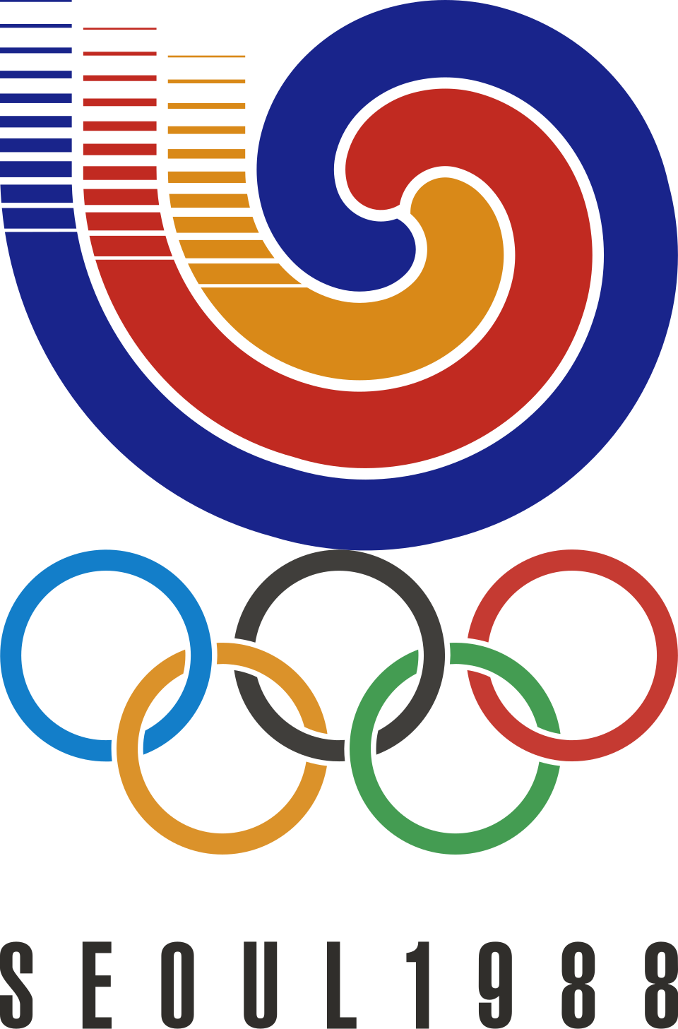 Logo dan suasana Olimpiade Musim Panas 1988 di Seoul, Korea Selatan