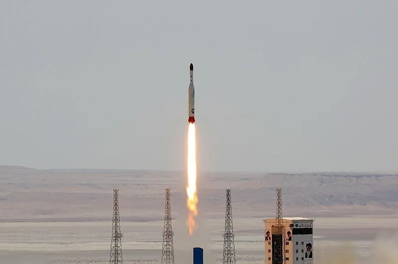 Pemandangan fasilitas peluncuran di Semnan Space Center, Iran