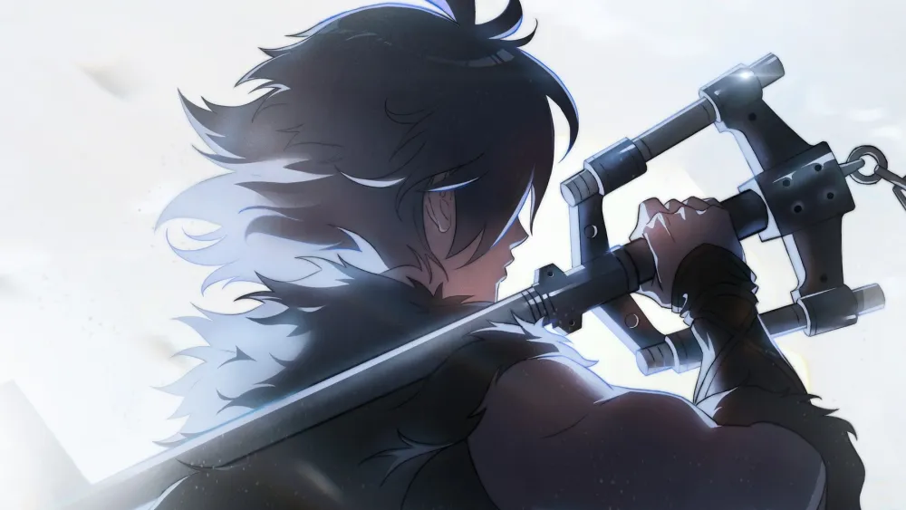 Ilustrasi protagonis Sora dan Keyblade dalam serial anime Kingdom Hearts di Disney Plus