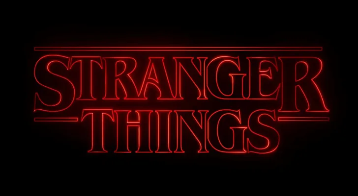 Ilustrasi serial televisi Stranger Things di Netflix dengan latar belakang era 1980-an