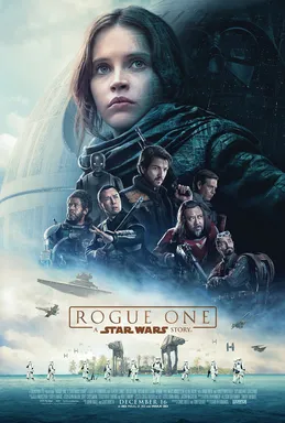 Poster atau ilustrasi adegan dari film epik Rogue One: A Star Wars Story