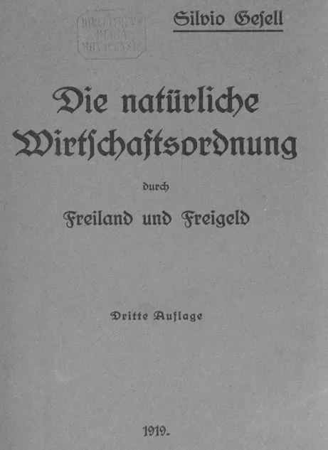 Halaman sampul buku The Natural Economic Order karya Silvio Gesell edisi tahun 1919
