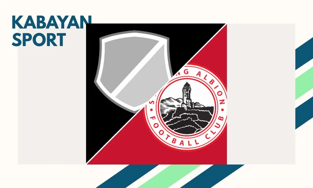 Selebrasi pemain Stirling Albion setelah mencetak gol ke gawang Spartans di Ainslie Park