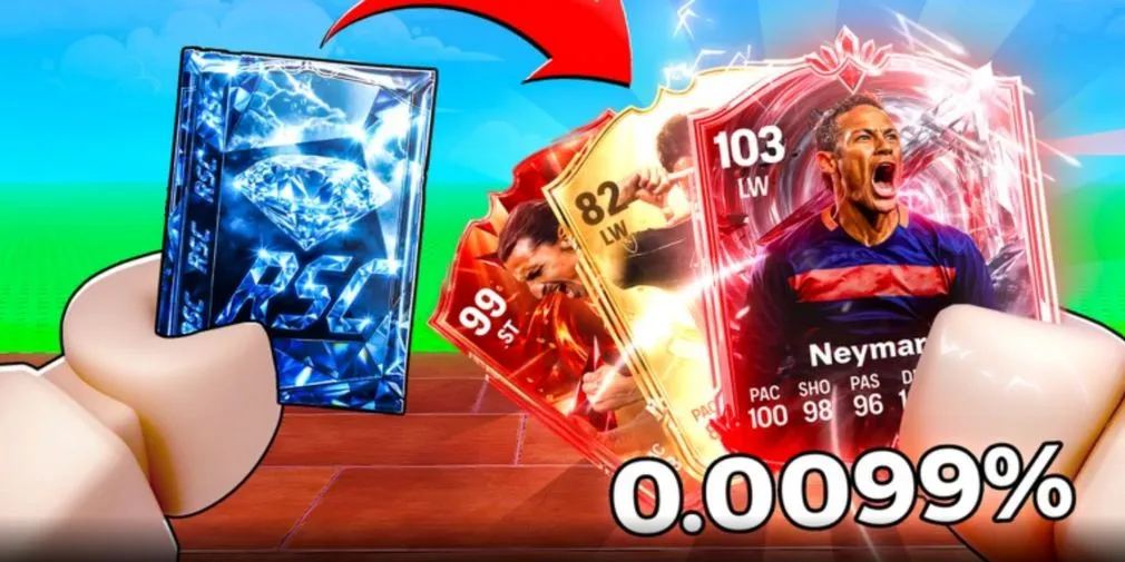 Tangkapan layar antarmuka permainan Spin a Soccer Card di platform Roblox