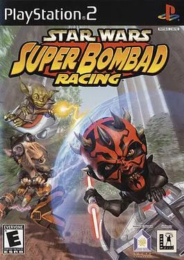 Sampul kotak PlayStation 2 Amerika Utara untuk game Star Wars: Starfighter yang menampilkan pertempuran luar angkasa
