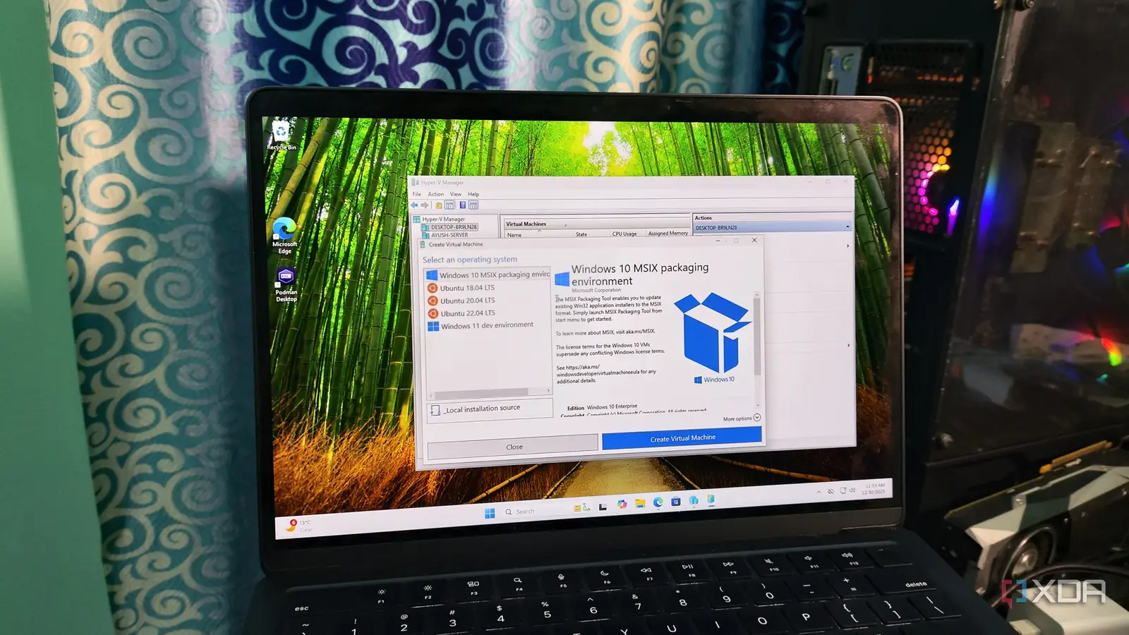Tampilan antarmuka Windows Hyper-V untuk pengelolaan mesin virtual