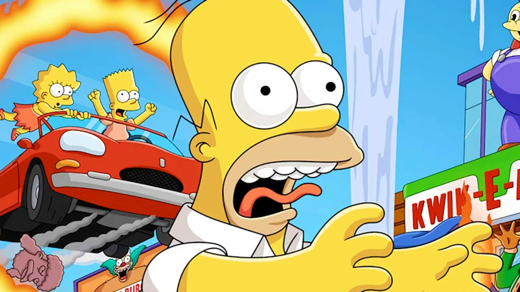 Ilustrasi game klasik The Simpsons Hit and Run yang dikabarkan mendapat remaster