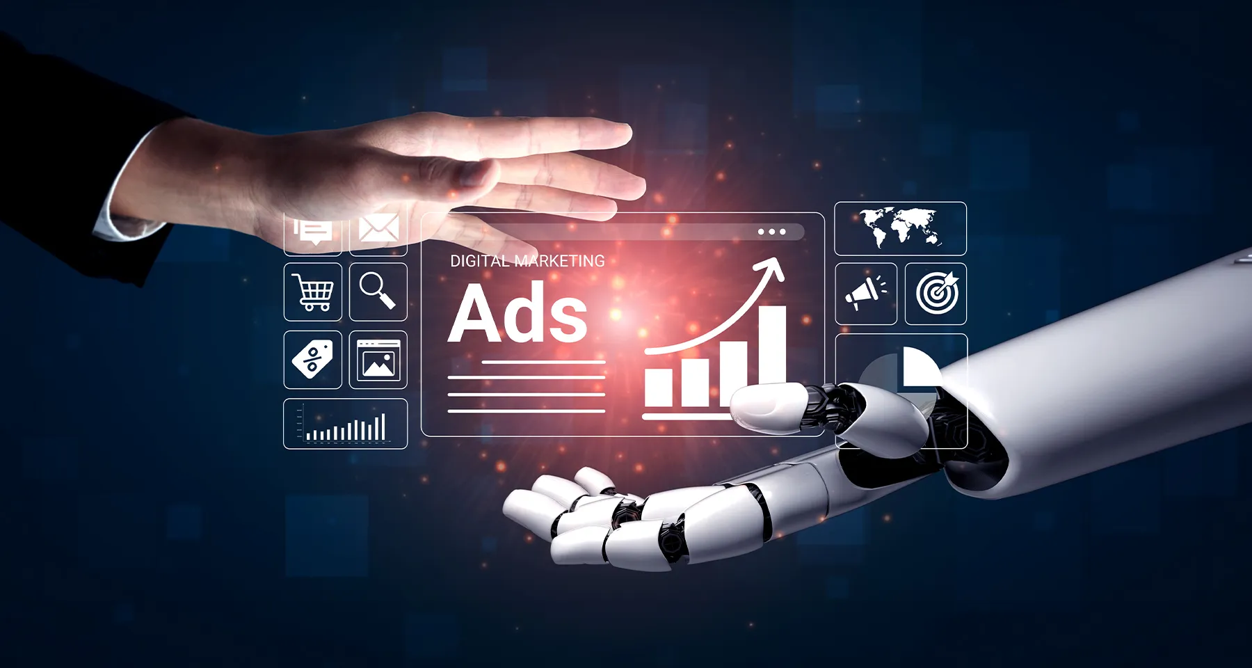 Ilustrasi teknologi iklan digital yang menargetkan sistem bot kecerdasan buatan