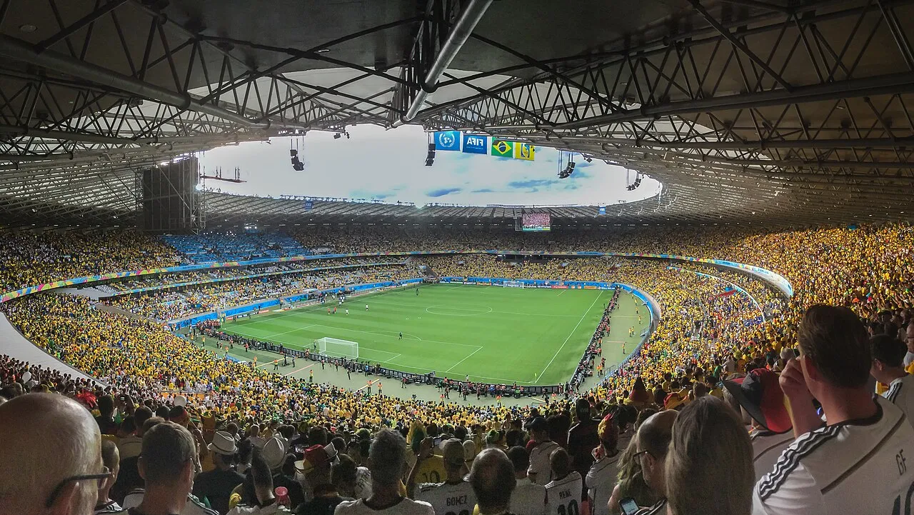 Suasana Stadion Mineirao saat pertandingan semifinal Piala Dunia 2014 antara Brasil dan Jerman