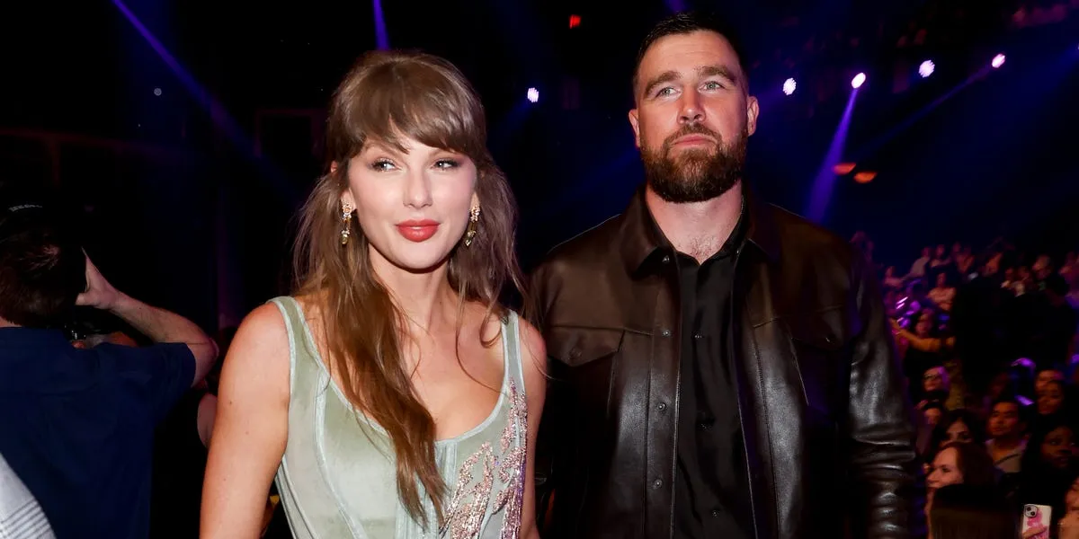 Travis Kelce dan Taylor Swift saat hari pernikahan mereka di Madison Square Garden