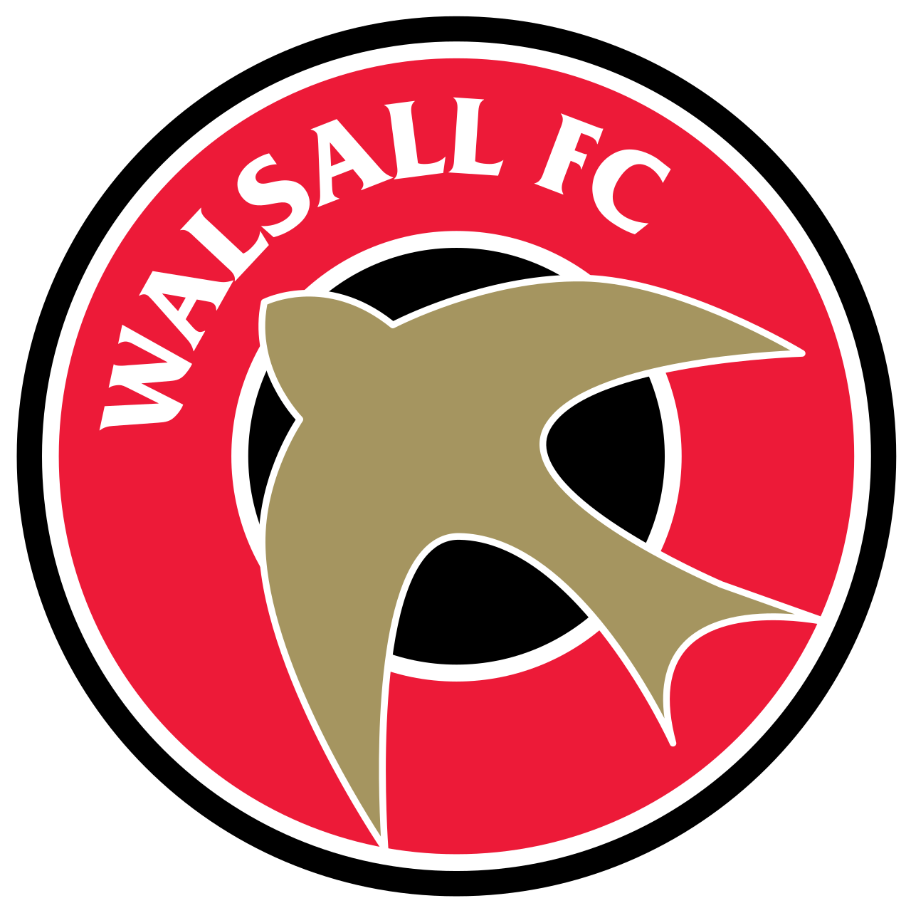 Lambang resmi klub sepak bola Walsall F.C. yang menampilkan gambar burung swift