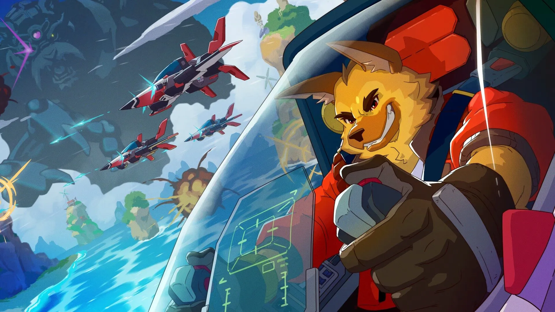 Tangkapan layar game Wild Blue Skies PS5 dengan aksi tembak-tembakan luar angkasa