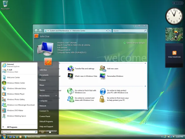 Logo dan antarmuka sistem operasi Windows Vista dari Microsoft