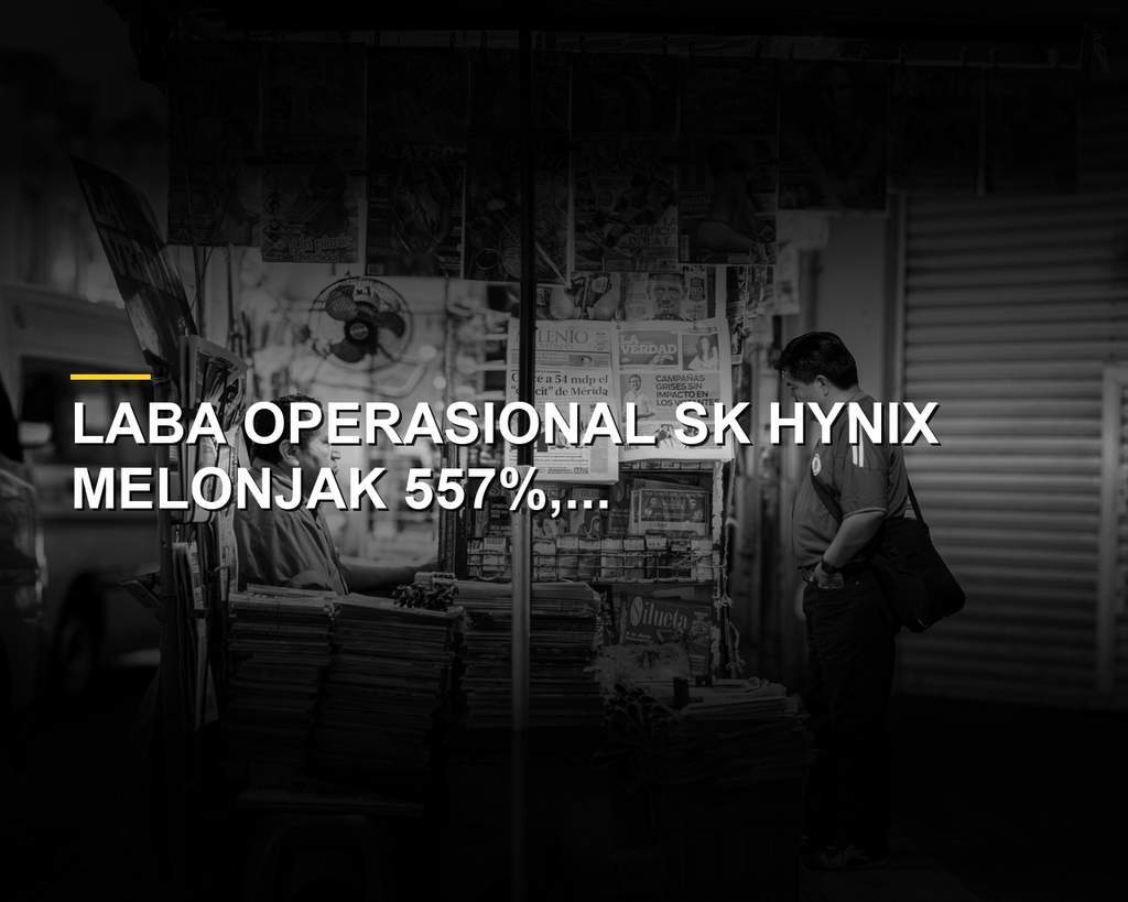 Grafik pergerakan saham Nvidia dan SK Hynix serta ilustrasi chip semikonduktor AI
